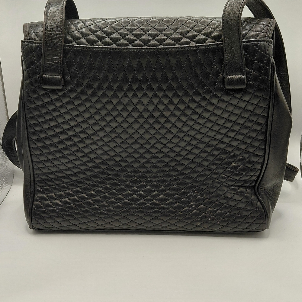 Bally Quilted Black Lambskin Shoulder Bag Vintage VGVC! - Picture 2 of 16